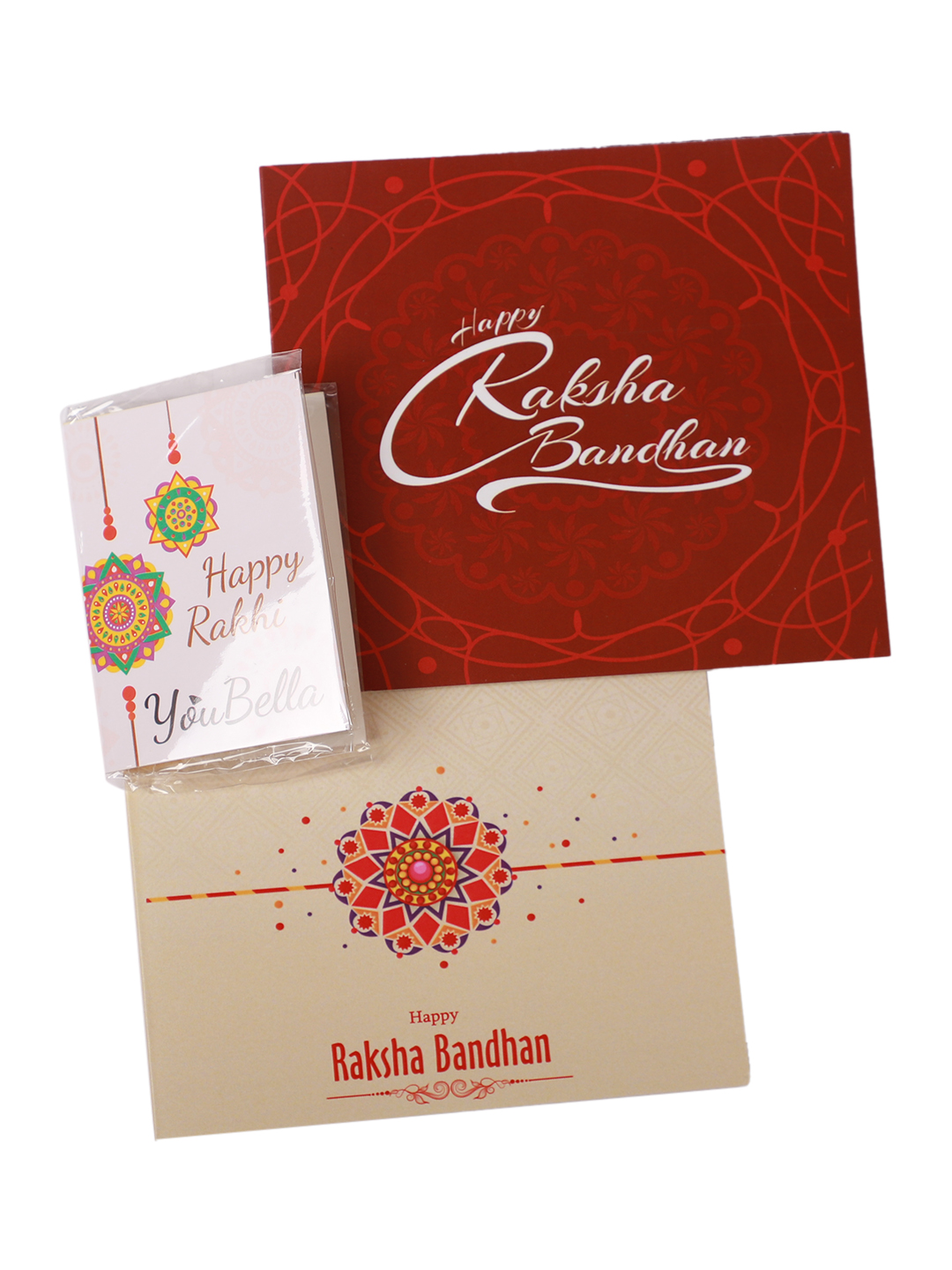 YouBella 2 Rakhi and 2 Greeting Card Combo for Brother, Rakhi Gift for Brother/bhaiyya/bhai (Style 1)